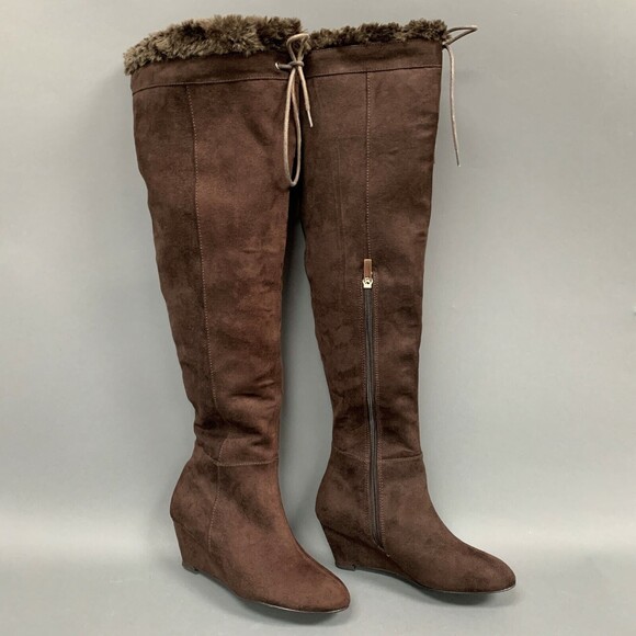 Colin Stuart Women's Boots Size 6 B Brown Faux Suede Wedge Heel - Picture 2 of 8